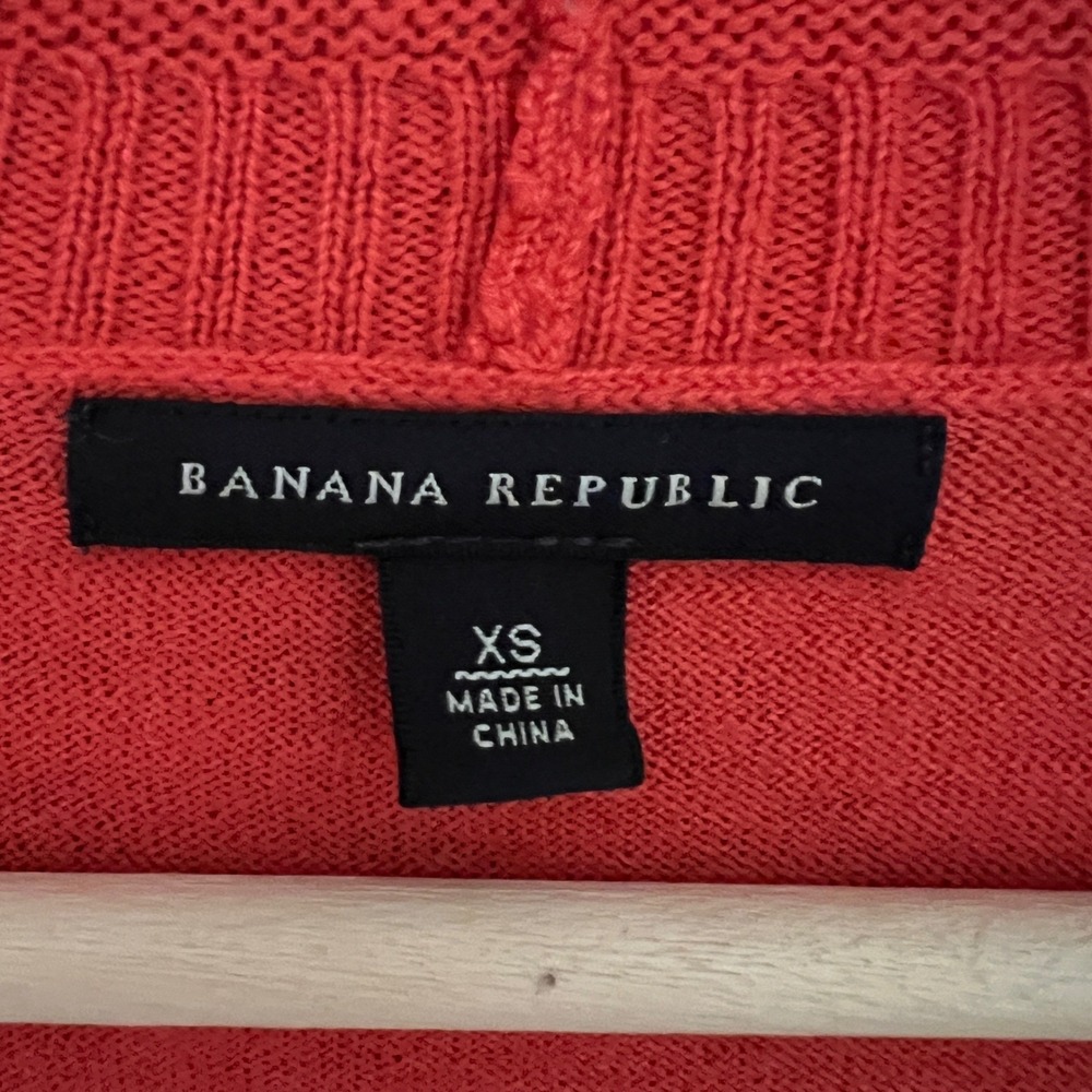 Banana Republic Wool Blend‎ Cardigan Sweater Open Front Pockets Knit Coral XS - Picture 5 of 9